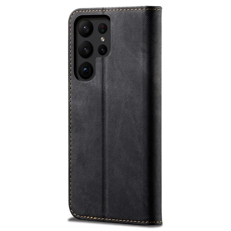 Funda para Samsung Galaxy S24 Ultra, funda delgada para teléfono, funda de cuero PU, carcasa de teléfono - Negro