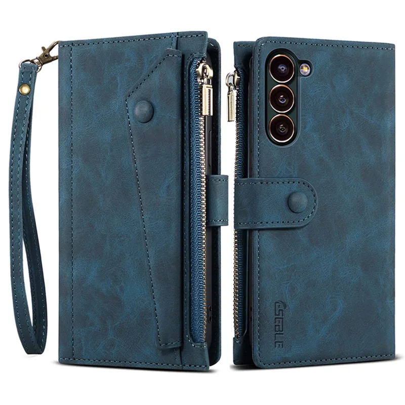 ESEBLE Star Series For Samsung Galaxy S24+ Case Zipper Pocket Wallet Leather Phone Cover - Blue