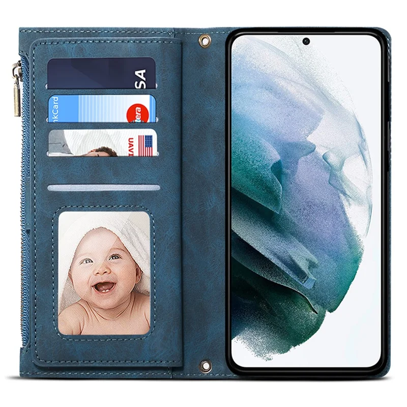 ESEBLE Star Series For Samsung Galaxy S24+ Case Zipper Pocket Wallet Leather Phone Cover - Blue