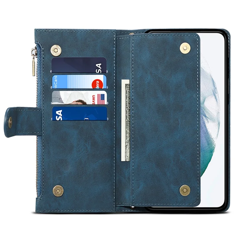 ESEBLE Star Series For Samsung Galaxy S24+ Case Zipper Pocket Wallet Leather Phone Cover - Blue