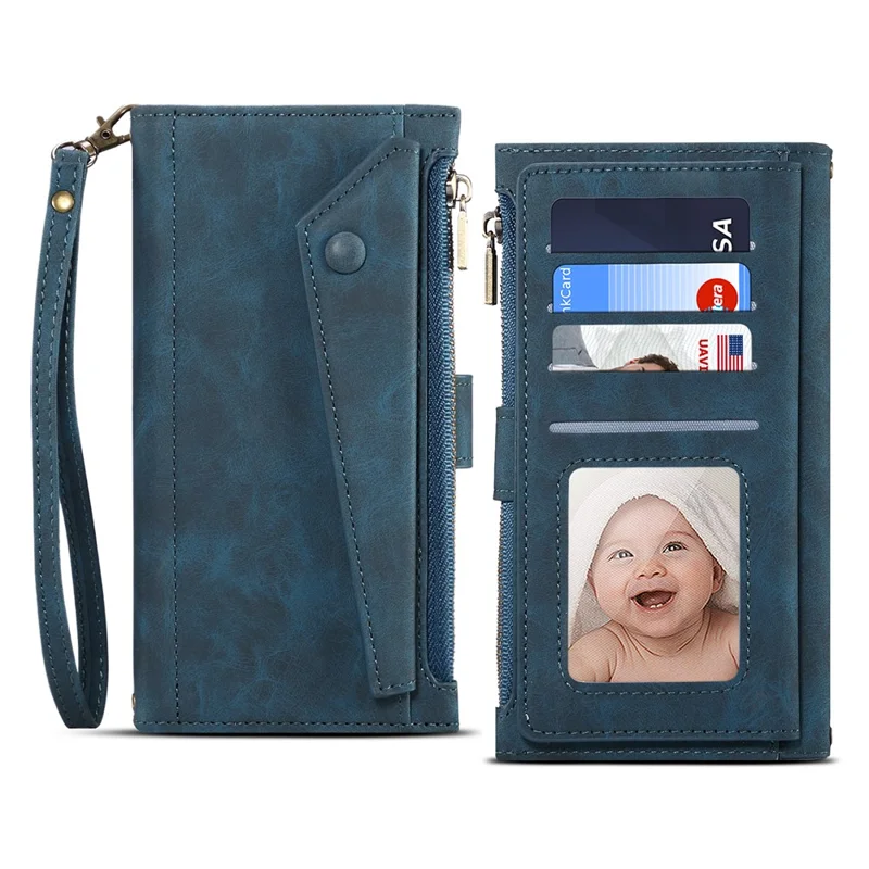 ESEBLE Star Series For Samsung Galaxy S24+ Case Zipper Pocket Wallet Leather Phone Cover - Blue