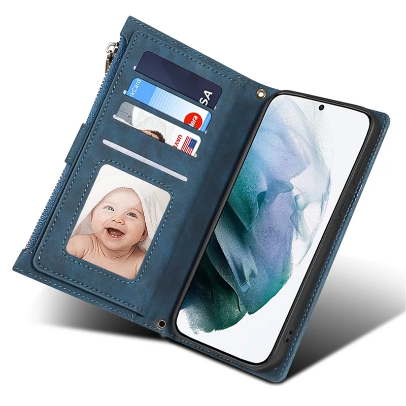 ESEBLE Star Series For Samsung Galaxy S24+ Case Zipper Pocket Wallet Leather Phone Cover - Blue