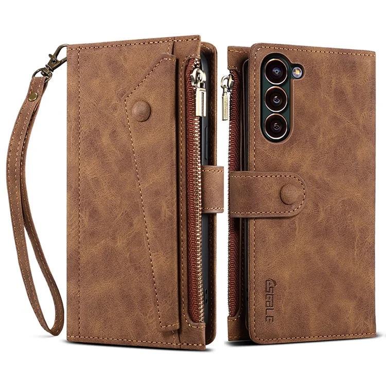 ESEBLE Star Series For Samsung Galaxy S24 Case RFID Blocking Leather Wallet Phone Cover - Brown