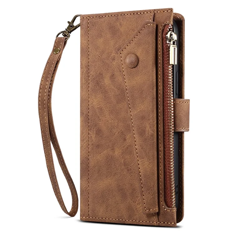 ESEBLE Star Series For Samsung Galaxy S24 Case RFID Blocking Leather Wallet Phone Cover - Brown