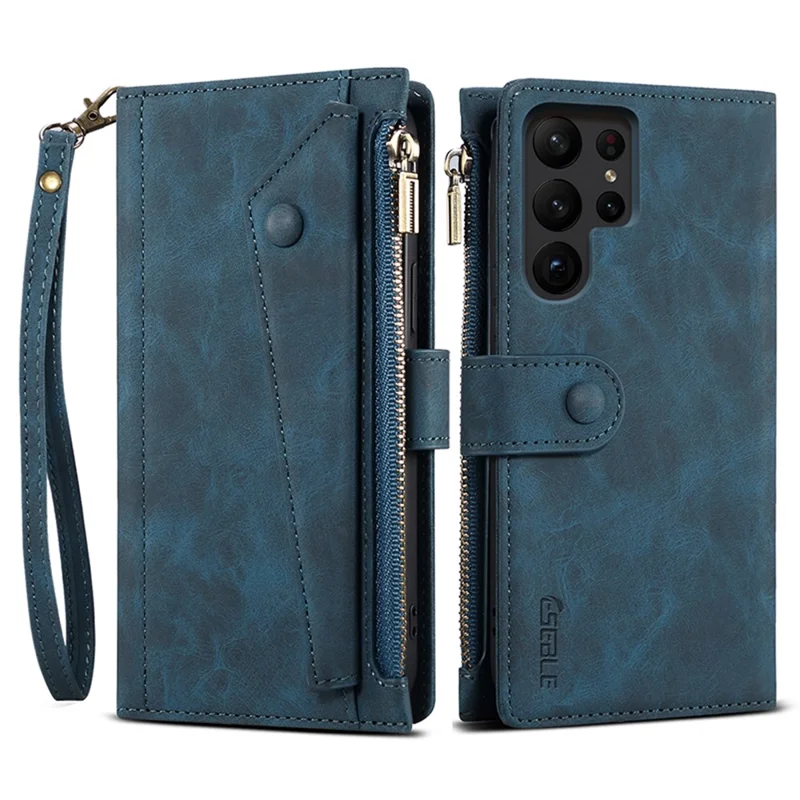 ESEBLE Star Series For Samsung Galaxy S24 Ultra Case Anti-drop Wallet Leather Phone Cover - Azul