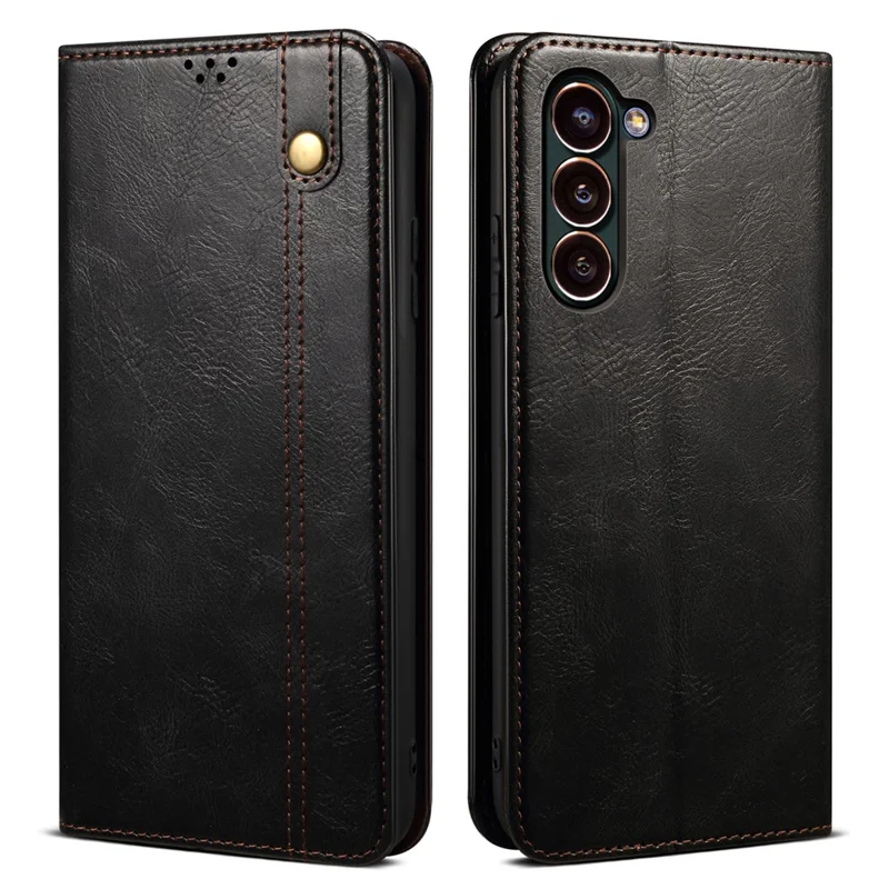 For Samsung Galaxy S24+ Cell Phone Case PU Leather Cover Stand Phone Shell Wallet - Black