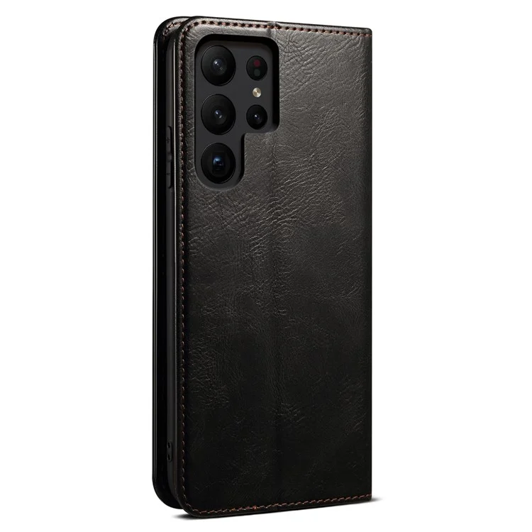 Für Samsung Galaxy S24 Ultra Case Stoßfestes PU-Leder-Brieftasche Stand Handy-Hülle - Schwarz
