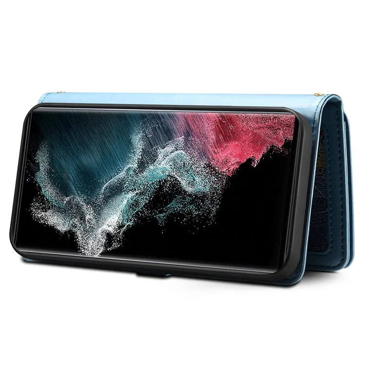 ESEBLE For Samsung Galaxy S24 Ultra Cover RFID Blocking Leather Phone Stand Case - Blue