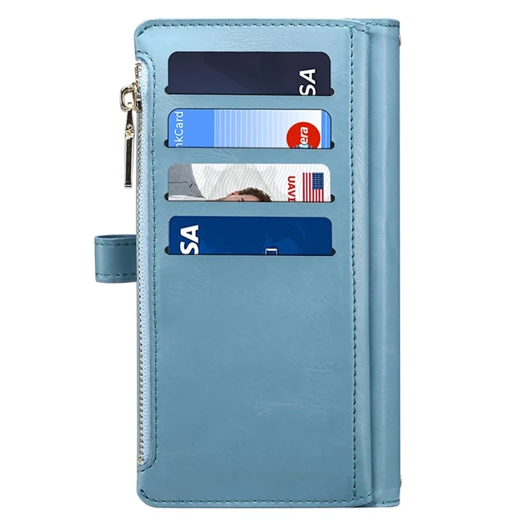 ESEBLE For Samsung Galaxy S24 Ultra Cover RFID Blocking Leather Phone Stand Case - Blue