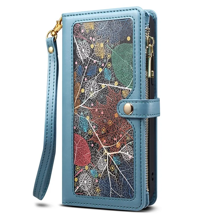 ESEBLE For Samsung Galaxy S24 Ultra Cover RFID Blocking Leather Phone Stand Case - Blue