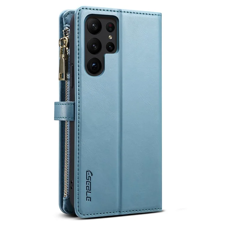 ESEBLE For Samsung Galaxy S24 Ultra Cover RFID Blocking Leather Phone Stand Case - Blue
