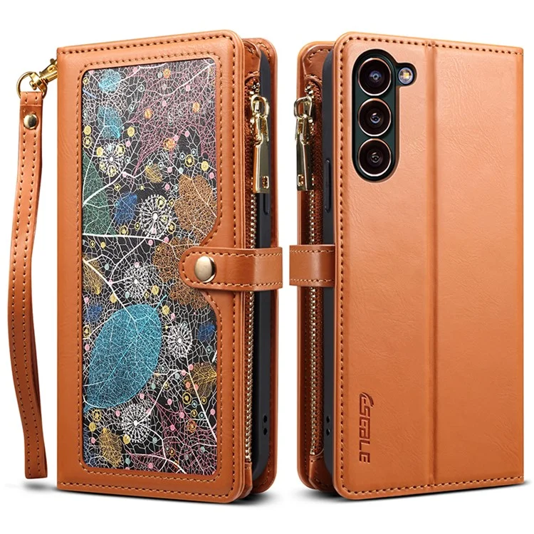 ESEBLE For Samsung Galaxy S24+ Case RFID Blocking Wallet Cellphone Leather Cover - Brown