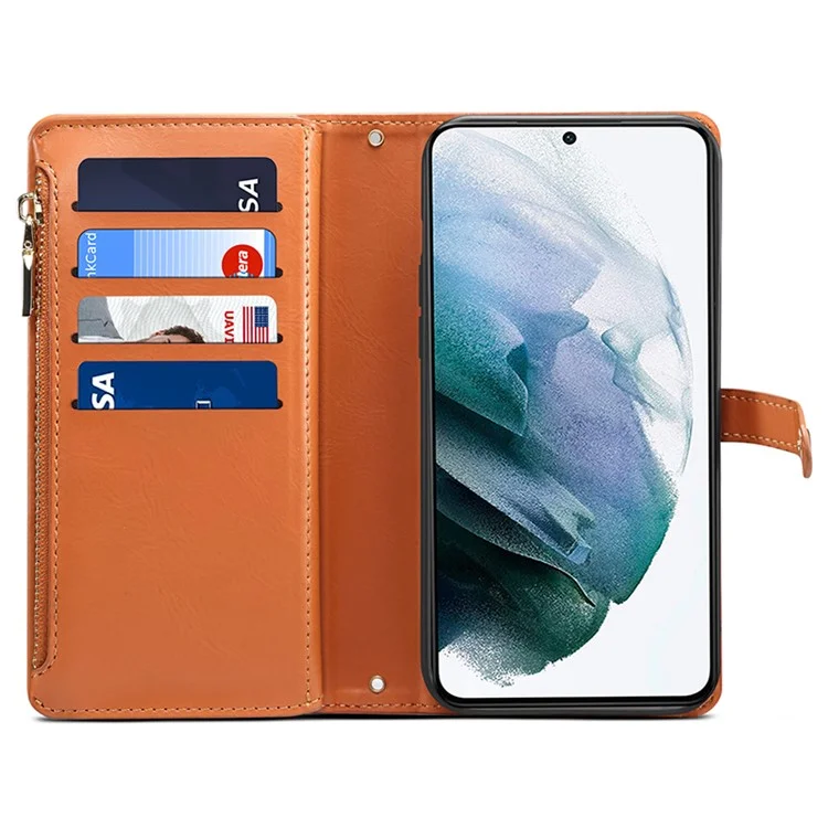 ESEBLE For Samsung Galaxy S24+ Case RFID Blocking Wallet Cellphone Leather Cover - Brown