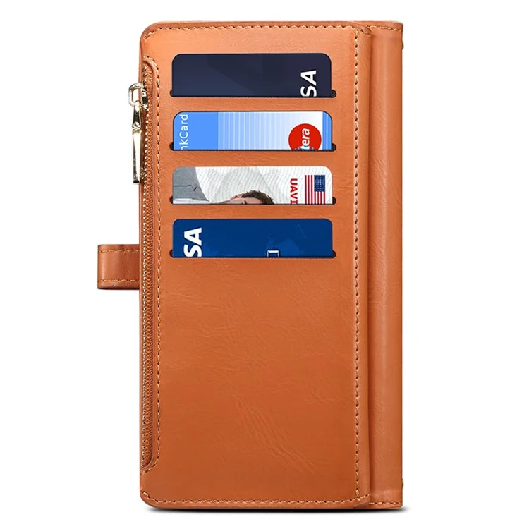 ESEBLE For Samsung Galaxy S24+ Case RFID Blocking Wallet Cellphone Leather Cover - Brown