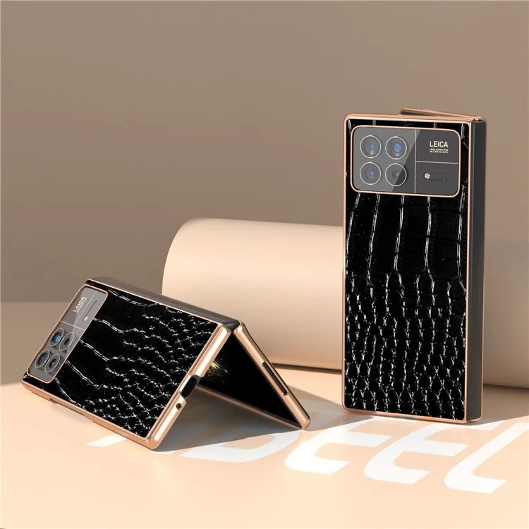Para Xiaomi Mix Fold 3 5G Capa Padrão de Crocodilo Eletrogalvanização Capa de Telefone - Preto