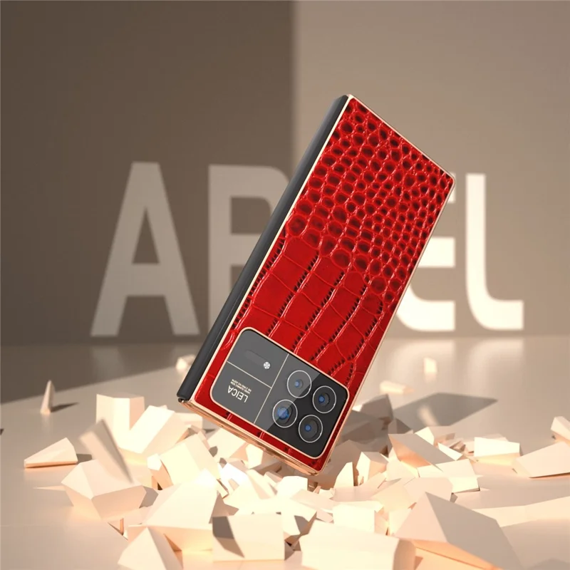Til Xiaomi Mix Fold 3 5G Etui med krokodillemønster og elektropladering - Rød