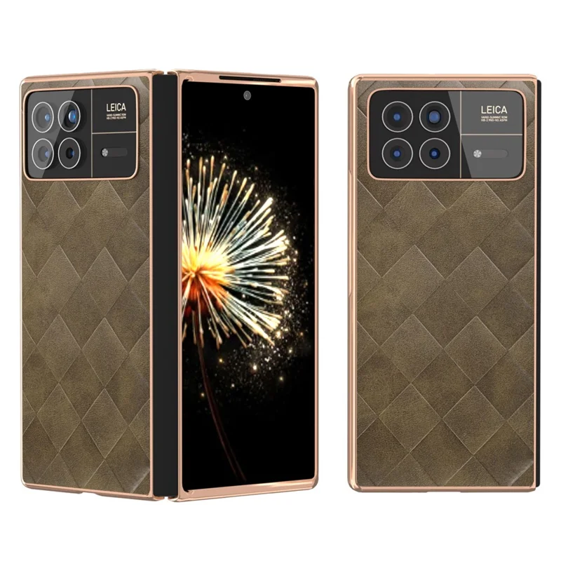 Für Xiaomi Mix Fold 3 5G-Hülle Gittermuster-Leder+PC Galvanisierung Handyhülle - Grün