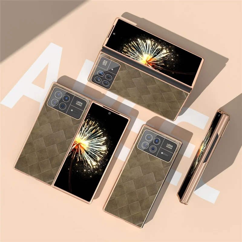 Für Xiaomi Mix Fold 3 5G-Hülle Gittermuster-Leder+PC Galvanisierung Handyhülle - Grün