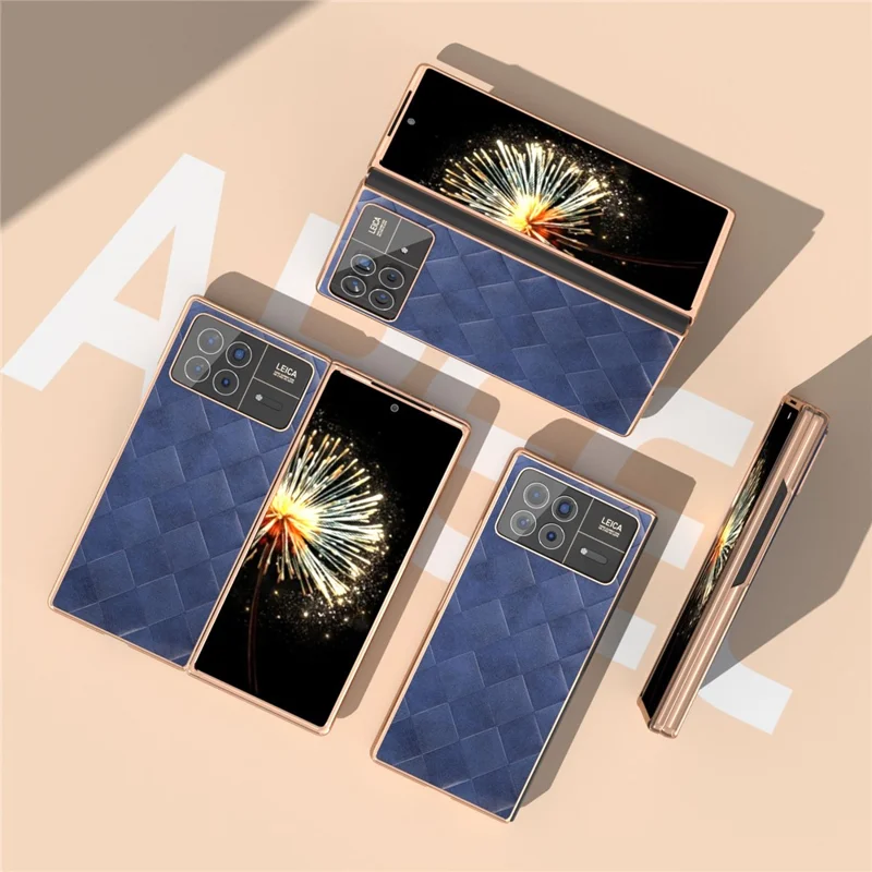 Obudowa do Xiaomi Mix Fold 3 5G z siateczkową fakturą skóry syntetycznej i tworzywa PC z powłoką elektrolityczną - Niebieska