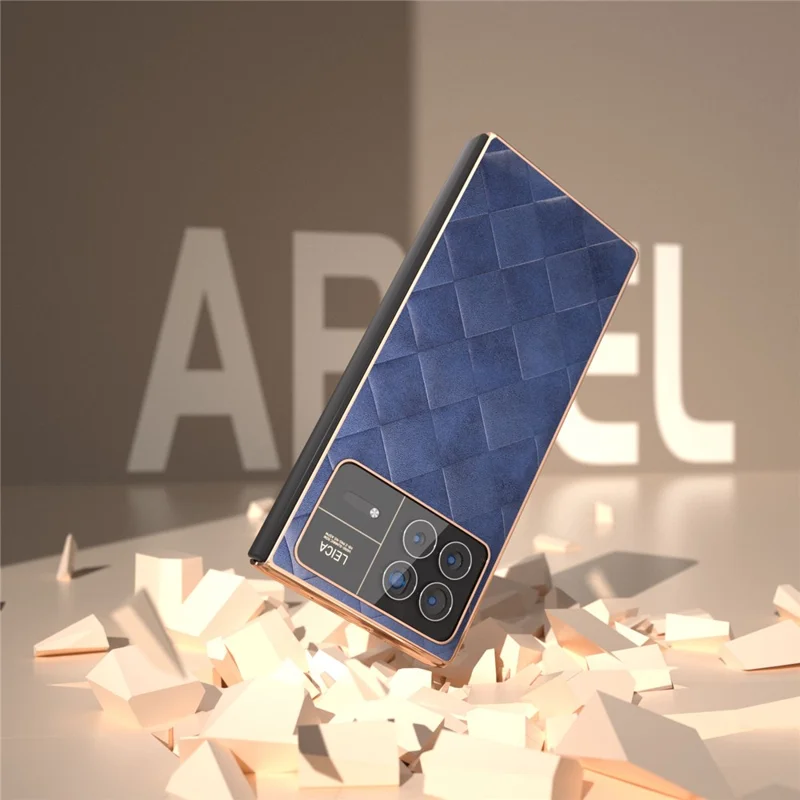 Obudowa do Xiaomi Mix Fold 3 5G z siateczkową fakturą skóry syntetycznej i tworzywa PC z powłoką elektrolityczną - Niebieska