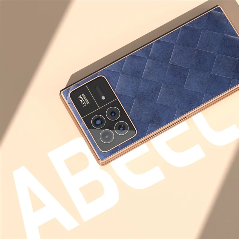 Obudowa do Xiaomi Mix Fold 3 5G z siateczkową fakturą skóry syntetycznej i tworzywa PC z powłoką elektrolityczną - Niebieska