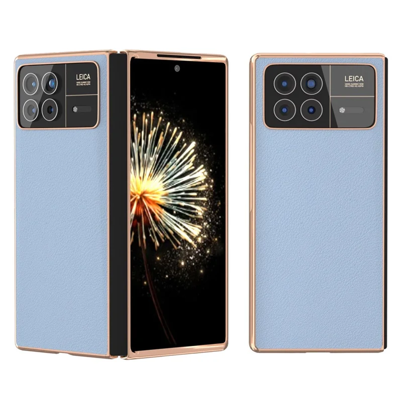 For Xiaomi Mix Fold 3 5G Case Genuine Cow Leather+PC Anti Drop Phone Cover - Baby Blue