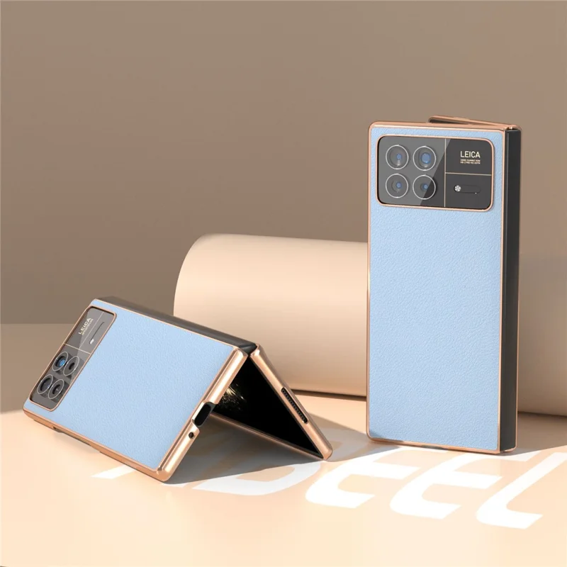 For Xiaomi Mix Fold 3 5G Case Genuine Cow Leather+PC Anti Drop Phone Cover - Baby Blue