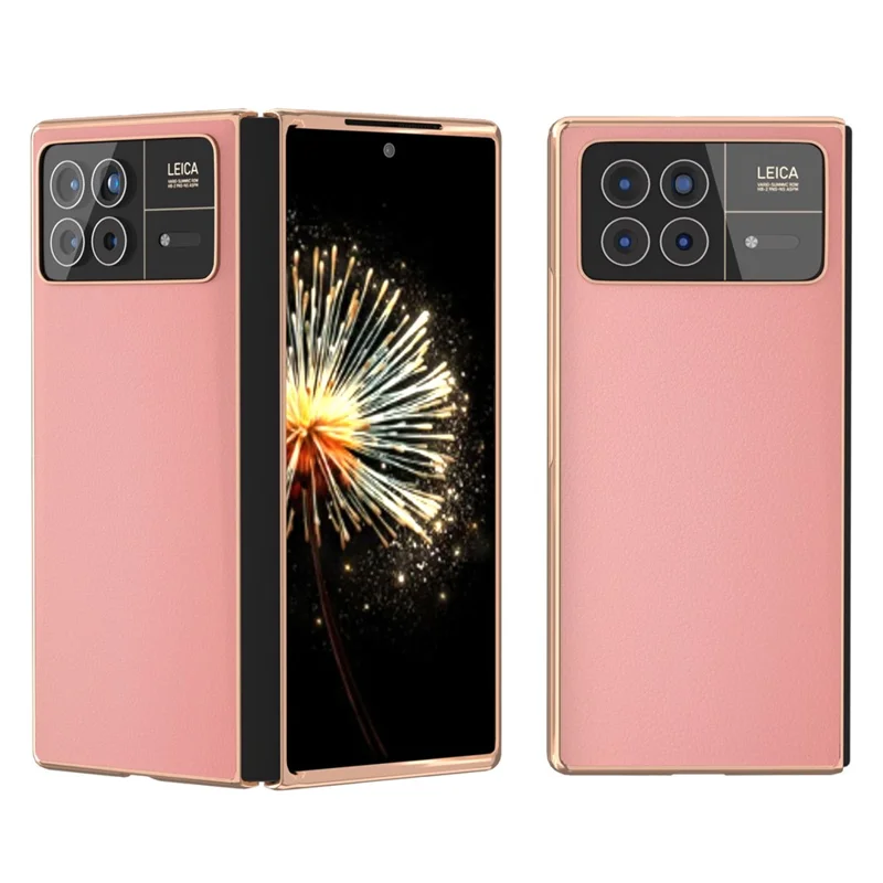 For Xiaomi Mix Fold 3 5G Case Genuine Cow Leather+PC Anti Drop Phone Cover - Pink