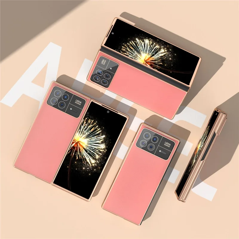 For Xiaomi Mix Fold 3 5G Case Genuine Cow Leather+PC Anti Drop Phone Cover - Pink