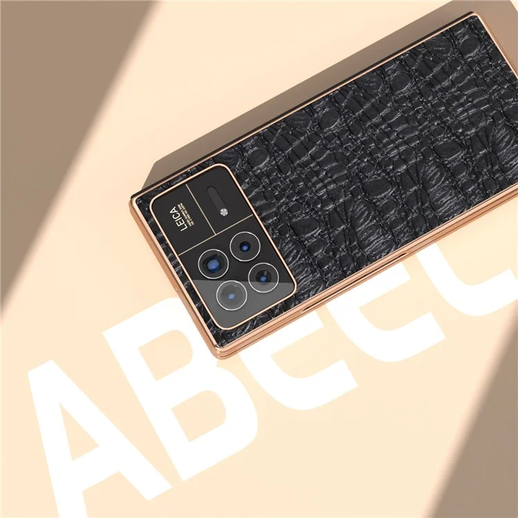 Pour Xiaomi Mix Fold 3 5G Case Antichoc Véritable Cuir de Vache+PC Revêtement Électrolytique - Noir