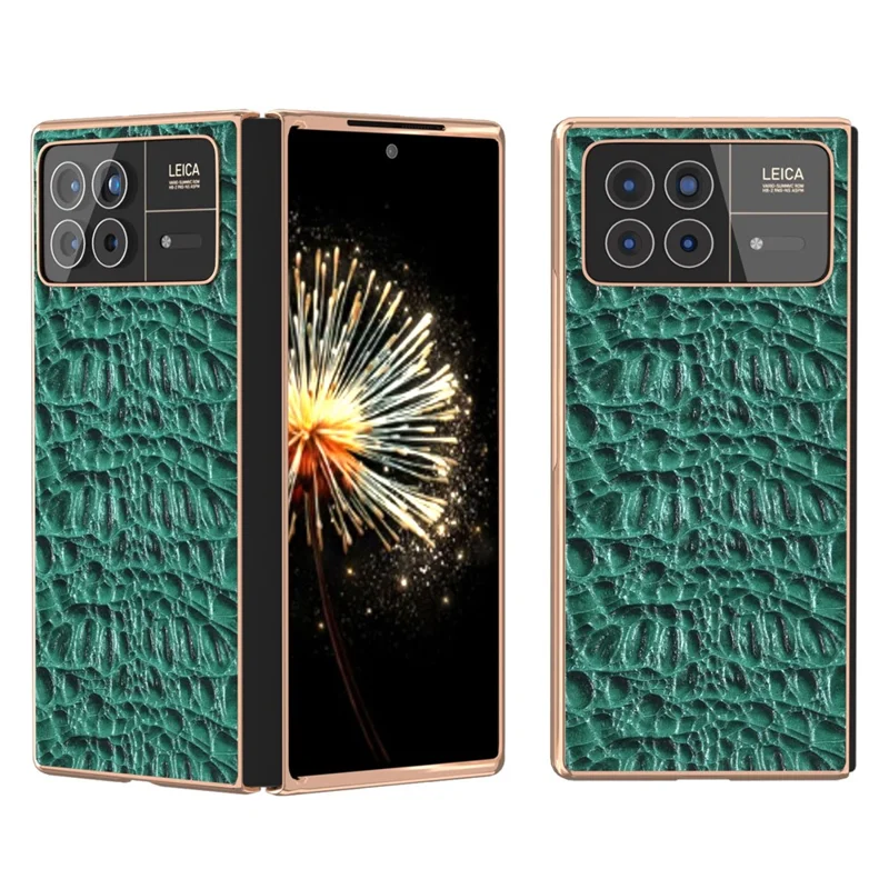 Para Xiaomi Mix Fold 3 5G Funda Resistente a Golpes Cuero de Vaca Genuino+PC Chapado Cubierta - Verde