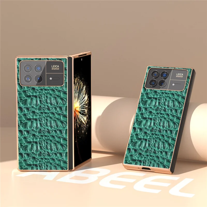 Para Xiaomi Mix Fold 3 5G Funda Resistente a Golpes Cuero de Vaca Genuino+PC Chapado Cubierta - Verde