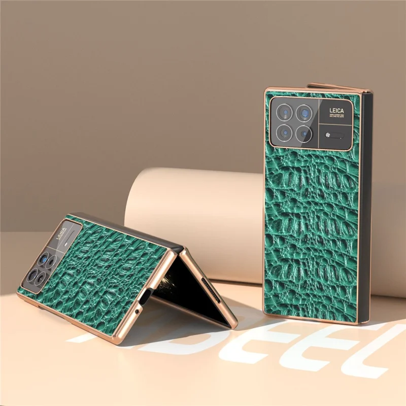 Para Xiaomi Mix Fold 3 5G Funda Resistente a Golpes Cuero de Vaca Genuino+PC Chapado Cubierta - Verde