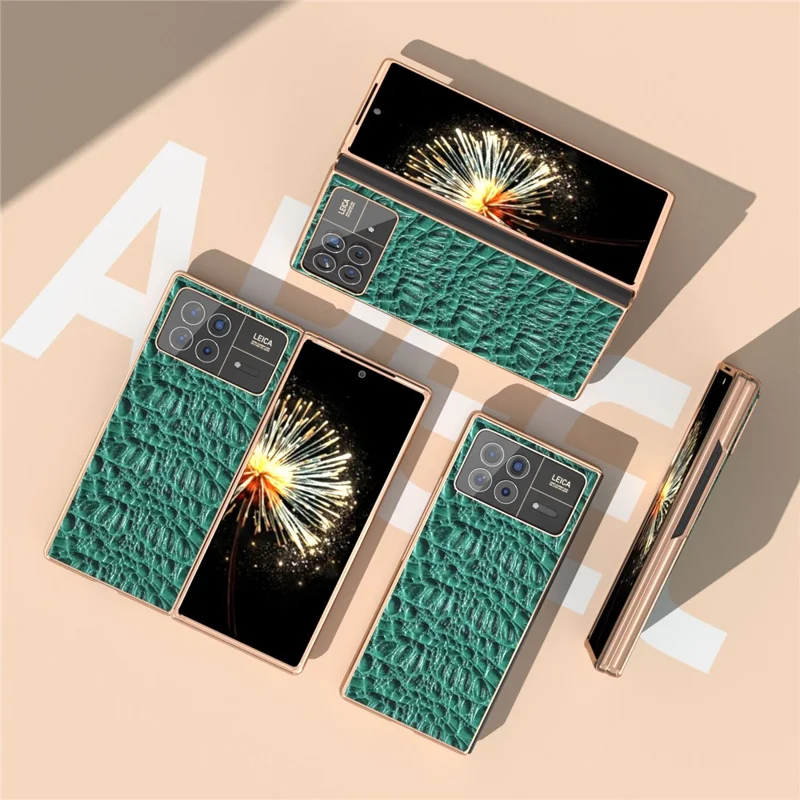 Para Xiaomi Mix Fold 3 5G Funda Resistente a Golpes Cuero de Vaca Genuino+PC Chapado Cubierta - Verde