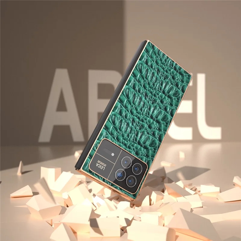 Para Xiaomi Mix Fold 3 5G Funda Resistente a Golpes Cuero de Vaca Genuino+PC Chapado Cubierta - Verde