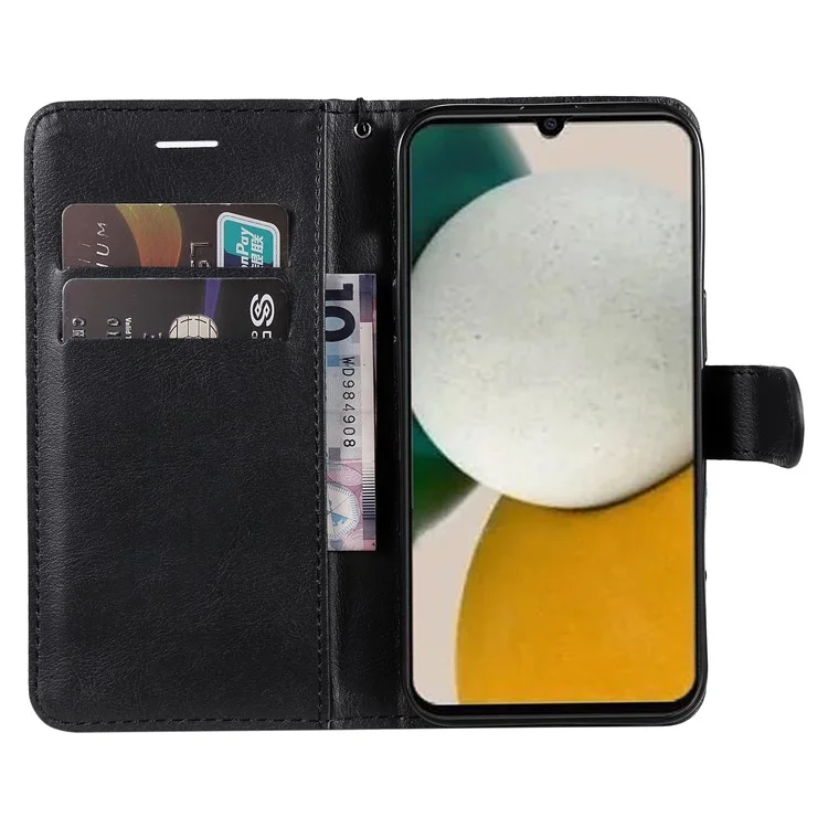 KT Leather Series-2 Para Samsung Galaxy A05s 4G Capa Carteira de Couro PU Capa de Telefone Móvel - Preto