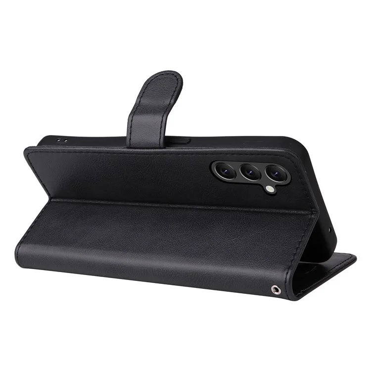 KT Leather Series-2 Para Samsung Galaxy A05s 4G Capa Carteira de Couro PU Capa de Telefone Móvel - Preto