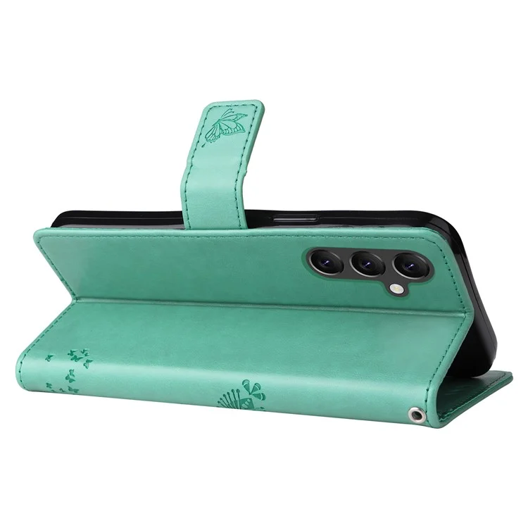 Per Samsung Galaxy A05s 4G KT Imprinting Flower Series-3 Case Stand Leather Imprinted Cat Tree Phone Shell Wallet - Verde