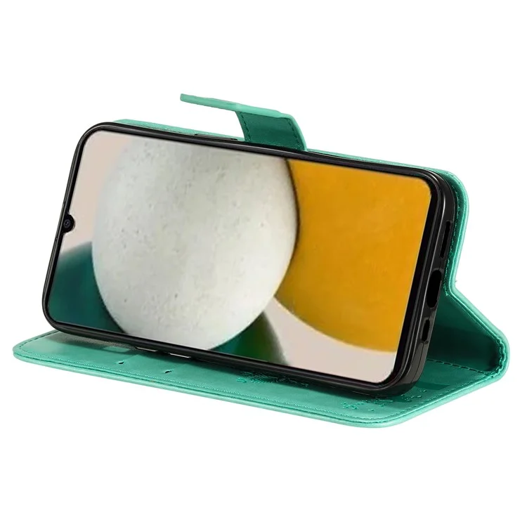 Per Samsung Galaxy A05s 4G KT Imprinting Flower Series-3 Case Stand Leather Imprinted Cat Tree Phone Shell Wallet - Verde