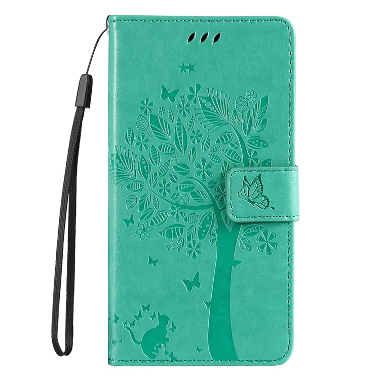 Per Samsung Galaxy A05s 4G KT Imprinting Flower Series-3 Case Stand Leather Imprinted Cat Tree Phone Shell Wallet - Verde