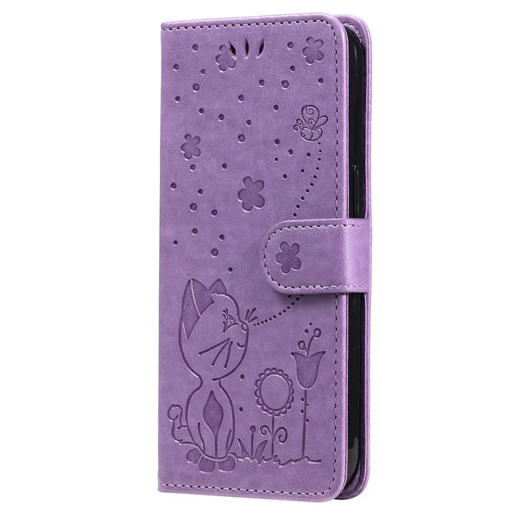 Für Samsung Galaxy A05 4G KT Imprinting Flower Series-4 Case Imprinted Stand Wallet PU Leather Cover - Lila
