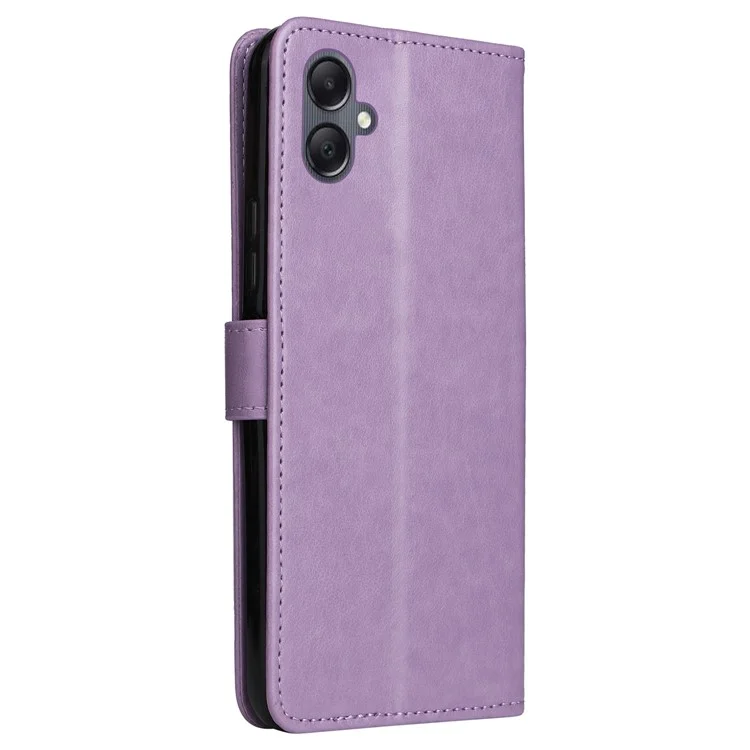 Für Samsung Galaxy A05 4G KT Imprinting Flower Series-4 Case Imprinted Stand Wallet PU Leather Cover - Lila
