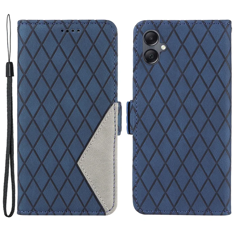 For Samsung Galaxy A05 4G Leather Case Rhombus Imprinted Wallet Cover - Blue