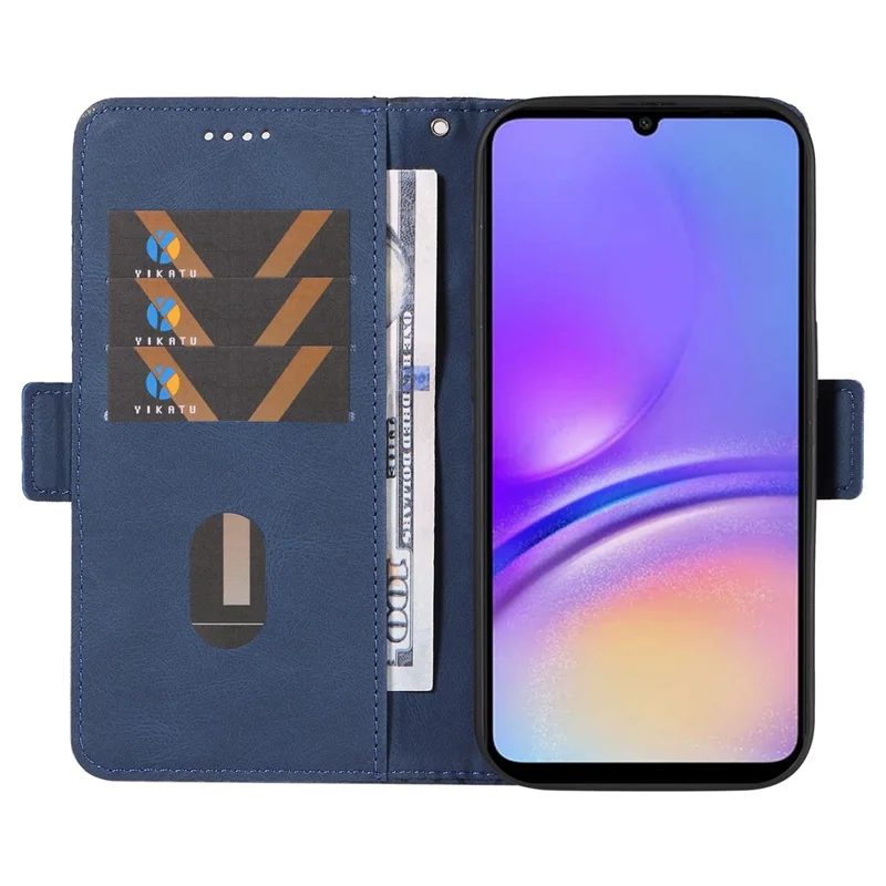 For Samsung Galaxy A05 4G Leather Case Rhombus Imprinted Wallet Cover - Blue