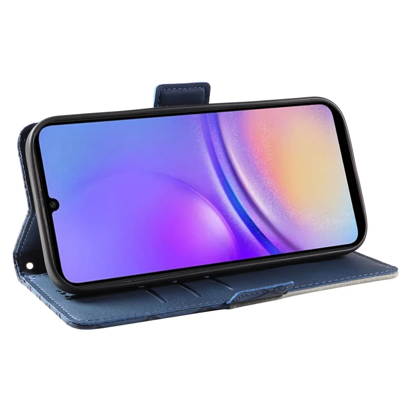 For Samsung Galaxy A05 4G Leather Case Rhombus Imprinted Wallet Cover - Blue