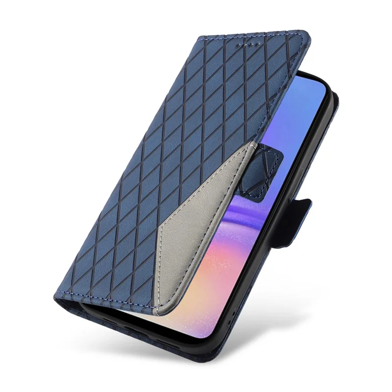 For Samsung Galaxy A05 4G Leather Case Rhombus Imprinted Wallet Cover - Blue