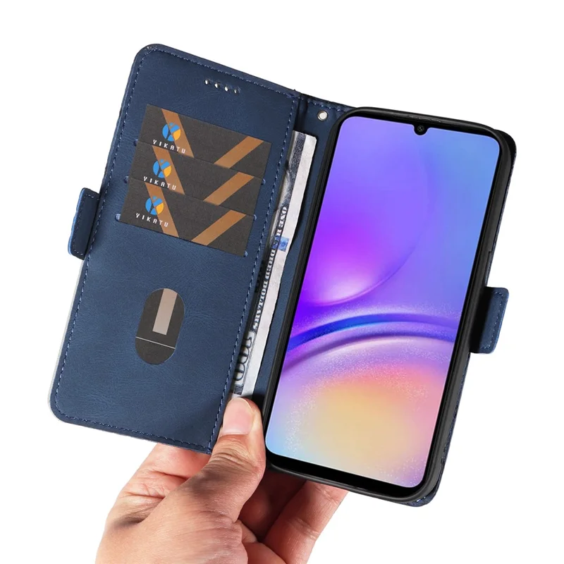 For Samsung Galaxy A05 4G Leather Case Rhombus Imprinted Wallet Cover - Blue