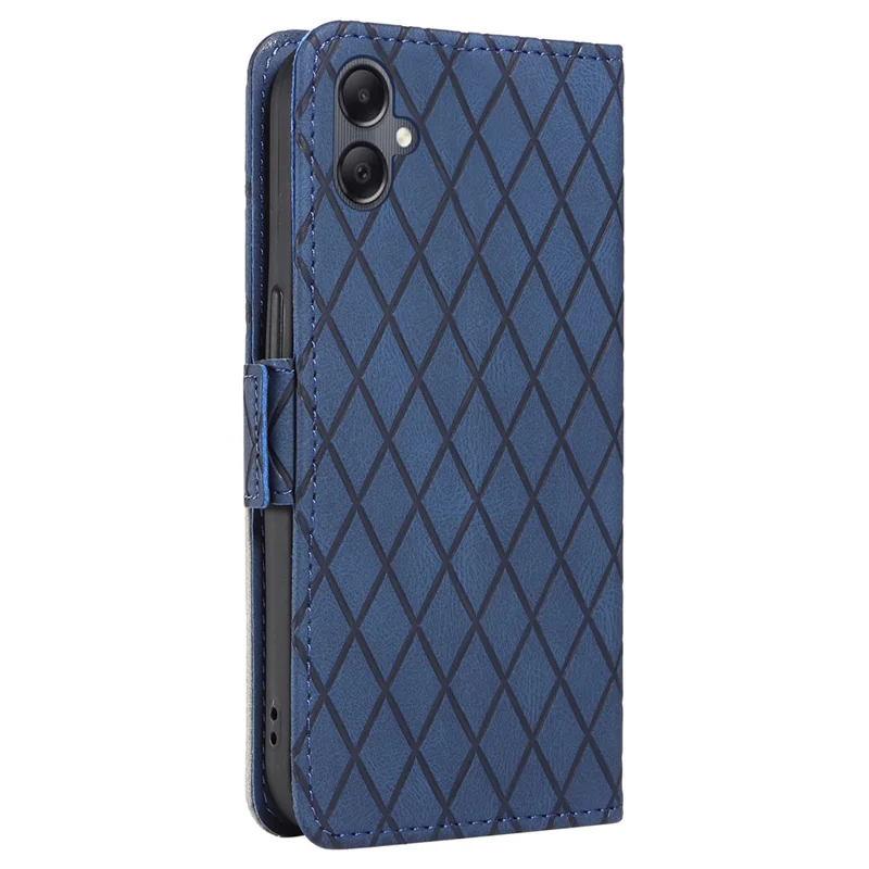 For Samsung Galaxy A05 4G Leather Case Rhombus Imprinted Wallet Cover - Blue