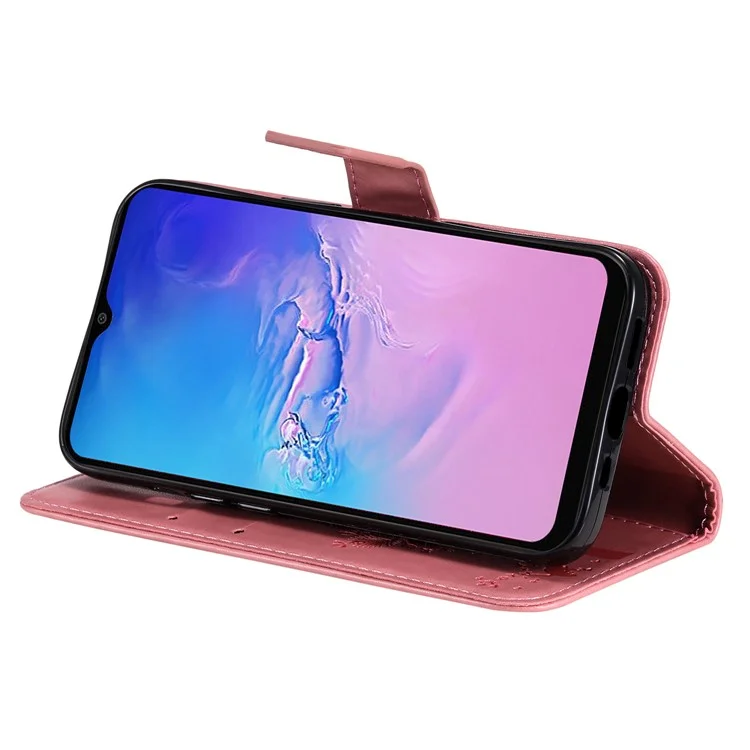Pour Samsung Galaxy A05 4G KT Imprinting Flower Series-3 Stand PU Leather Cover Imprinted Phone Case Wallet - Pink