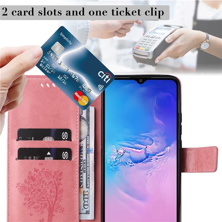 Pour Samsung Galaxy A05 4G KT Imprinting Flower Series-3 Stand PU Leather Cover Imprinted Phone Case Wallet - Pink